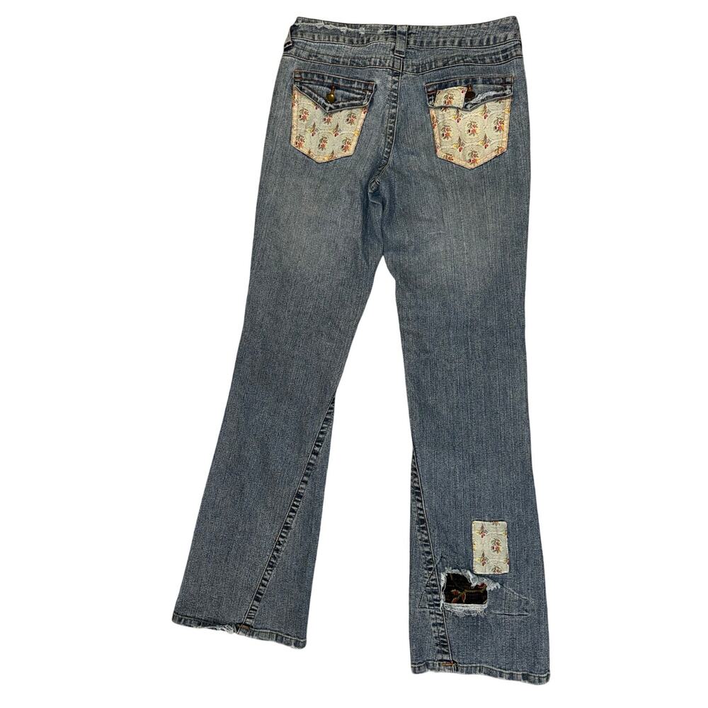 Cach Y2k Patchwork Bootcut Jeans Distressed Tapes… - image 2
